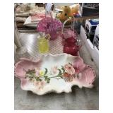 Cranberry Baskets, Vaseline Cruet, Dish, etc.