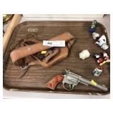 Hubley Cap Pistol, Holster & Various Salt/Peppers,