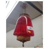 Vtg. Cranberry Hanging Hall Light