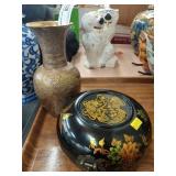 Asian Decorative Black Lacquered Circle Box