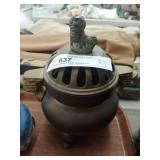 Heavy Brass Asian Incense Pot