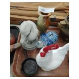Rooster on Nest, Elephant Bank, Duck, Skillet