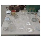 Clear Glass Cups, Serving Dishes, Enamelware,