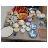 Canister Set, Milk Glass, Cups, etc.
