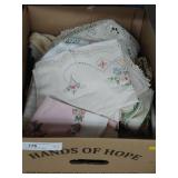 Box of Vtg. Linens &  Doilies