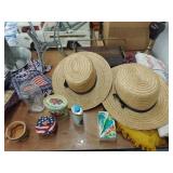 Seasonal Items, 2 Rye Hats, etc.