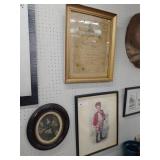 (3) Pictures- Marriage Cert., Oval Frame, etc.