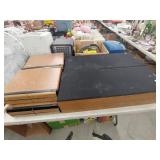 (2) Sharpe Tall Speakers, VHS Holders, etc.