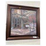 Oil Print on Board of Street Scene