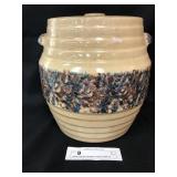Antique Sponge Stoneware Covered Cookie Jar