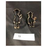2 Antique Figural Men Cookie Cutters