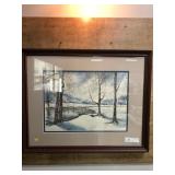 Winter Snow Scene Print With Stream
