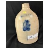 Blue Floral Slip Decorated Stoneware Jug