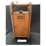 Vintage Wooden Slide Lid Box with Handle