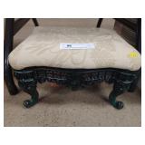Vintage Cast Metal Victorian Upholstered Stool