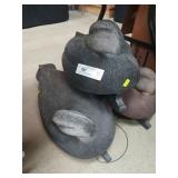 3 Plastic Duck Decoys With Weights.