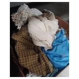 Box of Vintage Clothing, Doilies, and Linens
