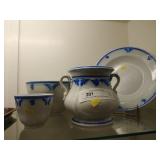 4 Pieces Ironstone with Blue Band Decoration