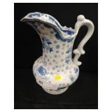 Blue Transfer Contemporary Decorated Pitcher