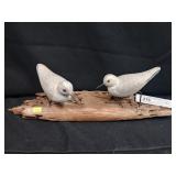 2 Painted Shorebirds on Driftwood
