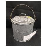 Gray Agateware Berry Pail with Lid