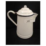 White Enameled Coffee Pot