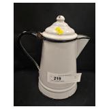 White Enameled Coffee Pot