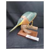 Contemporary Painted Shorebird on Wooden Stand