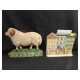 Sheep and House Cast Iron Doorstops