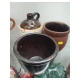 3 Vintage Stoneware/Redware Crocks and Jug