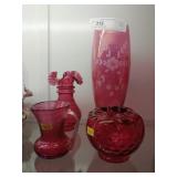 4 Pieces Cranberry Glass