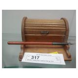 Wooden Inkwell with Tambour Roll-up Door