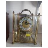 Brass  Mantel Clock with Glass Panels