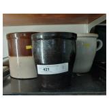 3 Vtg. Stoneware Crocks