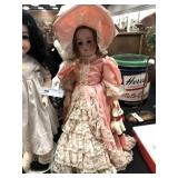 Bisque Head Doll in Pink Gown