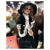 Bisque Head Doll in Green Gown