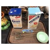 2 Vtg. Saltine Advertising Cans