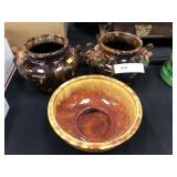 3 Glazed Pottery Vases
