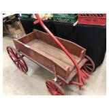 Antique Wooden Red Painted Wagon