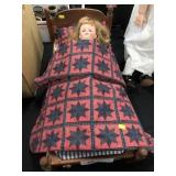 Plastic Doll with Bed and Quilt
