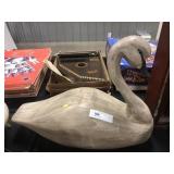 Lg. Wooden Carved Swan