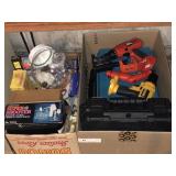 2 Boxes Misc. Housewares and Battery Tools