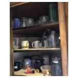 3 Shelves Glassware, Mugs, Measures, etc.