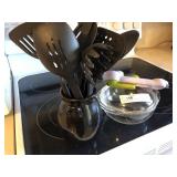 Casserole Dish, Can Opener, Plastic Utensils