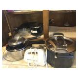 Pots, Frying Pans, and Handheld Mixer