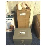 Vintage Wallpaper Rolls and Metal Lockbox