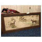 Vintage Textile Horse Picture in Box Frame