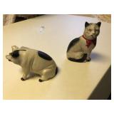 Cast Iron Pig and Cat Banks