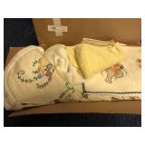 Box of Infant Sweaters, Embroidered Textiles, Quil