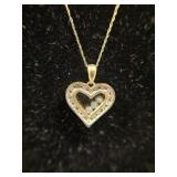 10K Diamond Heart Pendant & Chain